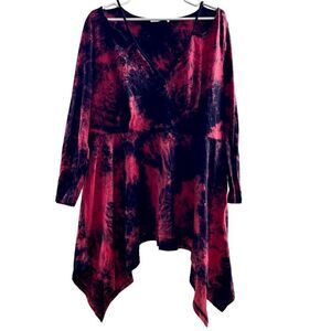 Rosegal Women's Plus Size 2X Tie-Dye V-Neck Tunic Top Dress Multicolor Casual